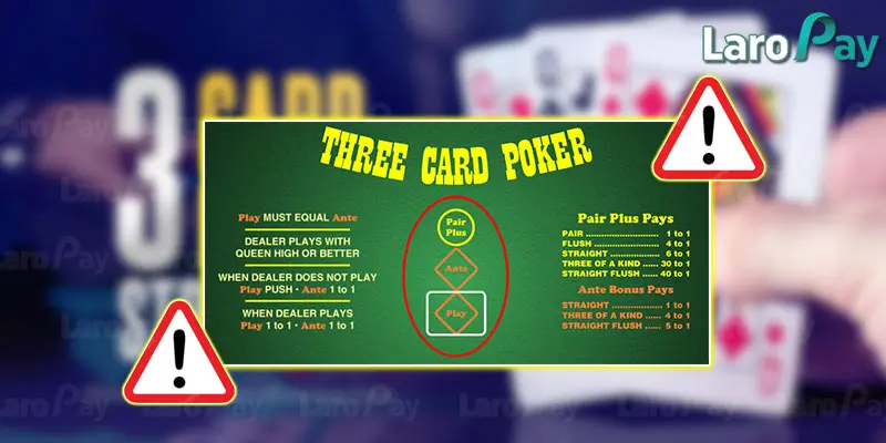 Note when playing 3 Card Poker rules